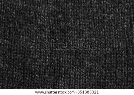 Black Knitted Wool Background.