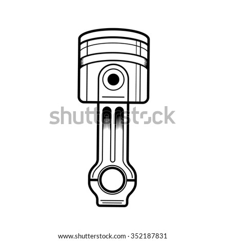 Vector outline piston on white background