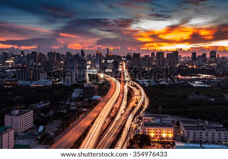 Bangkok city view at twilight time, Bangkok, Thailand.