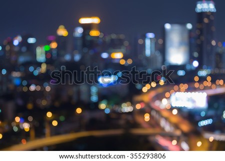 Abstract blurred bokeh lights background big city at night