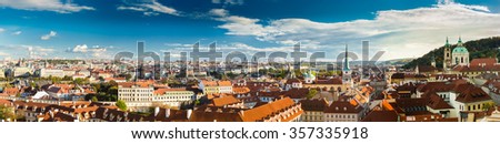 Panorama, cityscape of Prague, Czech Republic. Sunny summer day