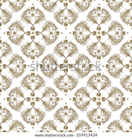 Seamless white vintage pattern with silvery flowers, vector