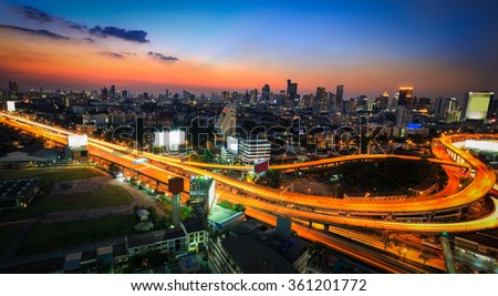 Cityscape in the night of Bangkok Thailand