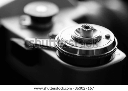 Shutter button of the camera in black and white