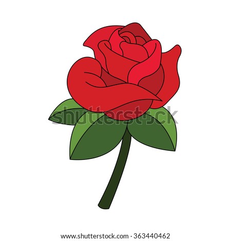 red rose cartoon vector