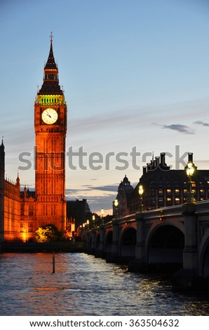 Big Ben and Houses of parliament at night, London