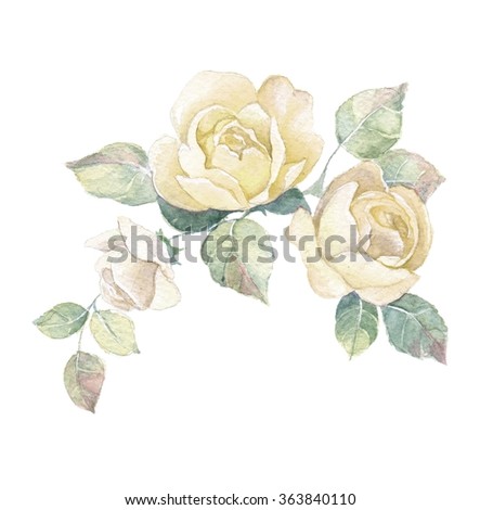 Floral branch 2. Watercolor flowers. Element for design, isolated on white background