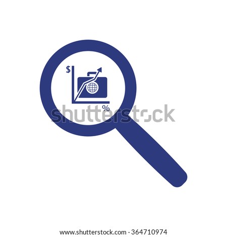  Business Magnifying Glass. Icon, vector illustration.Flat design  