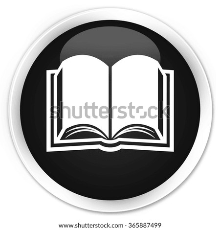 Book icon black glossy round button