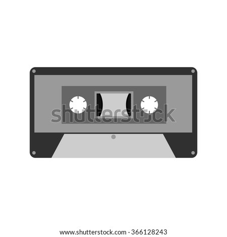 Gray cassette tape on a white background