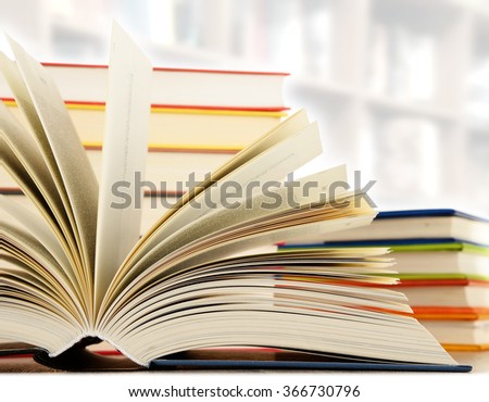 Hardcover books in the library. Education
