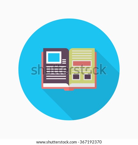 Reading and knowledge icon , Vector flat long shadow design.In education concept.