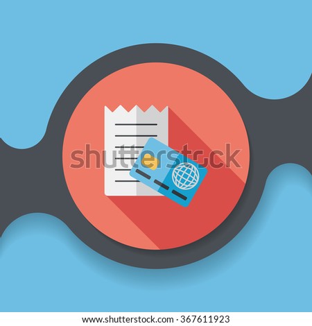 shopping credit card bill flat icon with long shadow,eps10