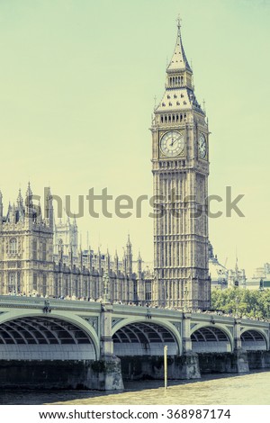 Vintage view of Big Ben, London.