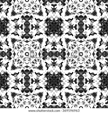 Gentle abstract in dark shadows, paisley ornament. Seamless pattern or textures. Kaleidoscopic orient popular style 