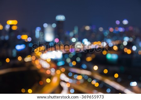 Abstract blurred bokeh city elevated intersection night view