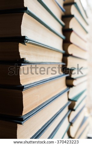 big stack of books closeup