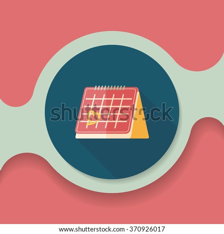 Valentine's Day February fourteen calendar flat icon with long shadow,eps10