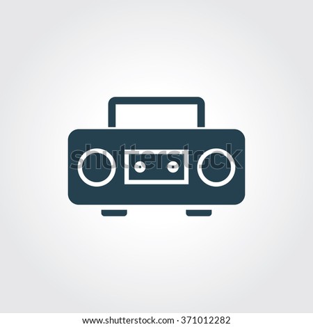 Blue Colored Icon of Cassette Player On Gray Color Background. Eps-10.