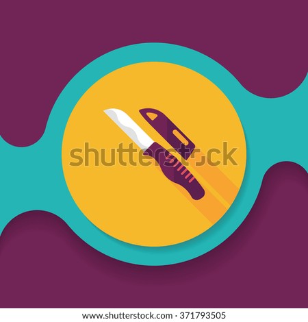 kitchenware fruit knife flat icon with long shadow,eps10