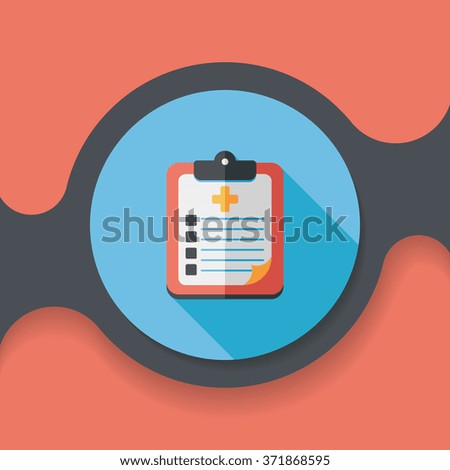 clinical record flat icon with long shadow