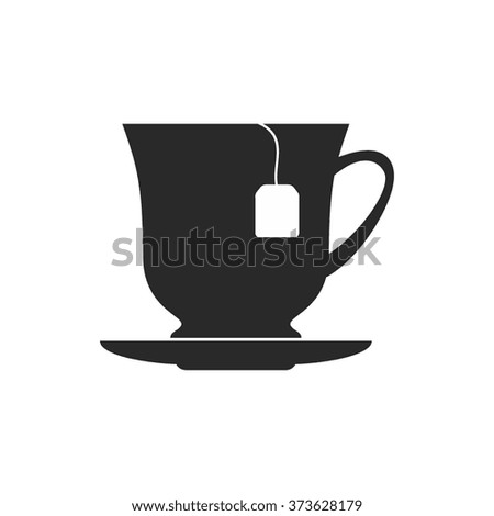 Icon Cup with Tea Bag in flat style. Vector illustration