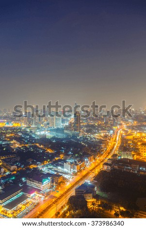 Bangkok Cityscape, Business district with high building at night, Bangkok, Thailand