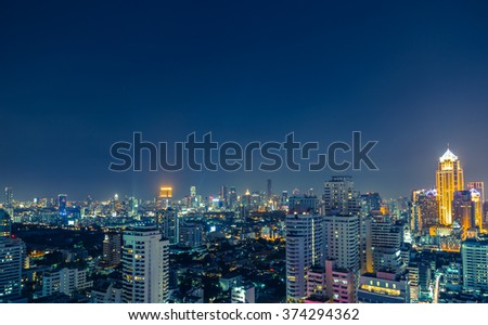 Bangkok skyline at night panorama.