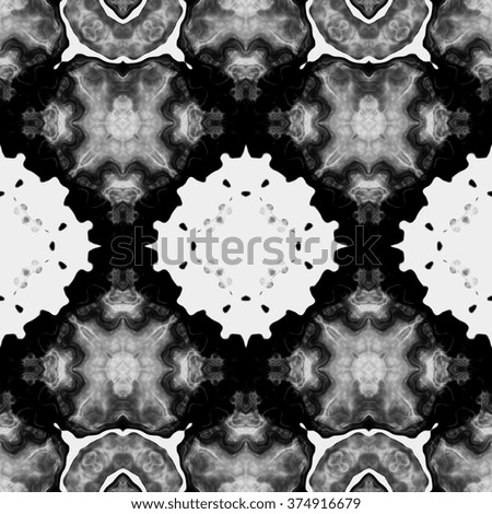 Rich abstract blurred paisley ornament. Seamless pattern or textures. Kaleidoscopic orient popular style 