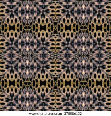 Kaleidoscope abstract background. Seamless pattern. Based on leopard fur.