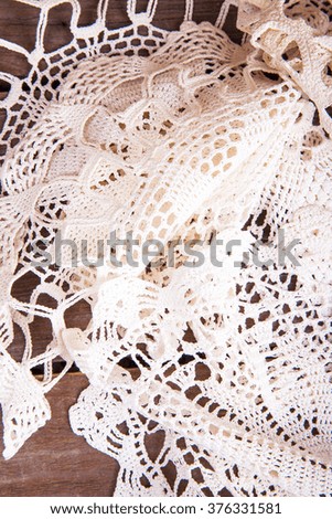 lace on wooden background