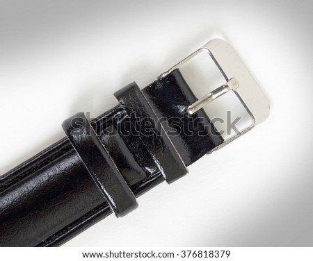 Wrist watch with leather wristlet isolated on white background
