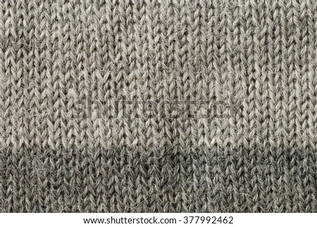 detail of the handmade knitted pattern (two different shades of gray) of wool and alpaca winter yarn