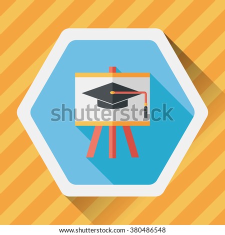 Graduation hat on the blackboard flat icon with long shadow,eps10