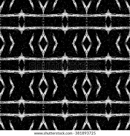 Aztec watercolor pattern. Bohemian seamless background. Abstract black stripes vector. 