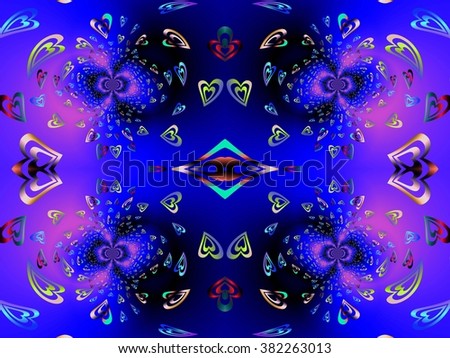 Beautiful abstract pattern. kaleidoscope geometric style. ornament. texture background made from fractal flower for use at graphic design. wrapping paper