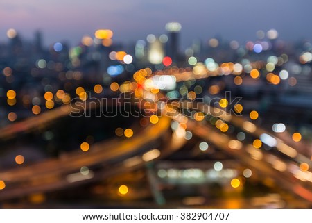 Abstract blurred bokeh city downtown road interchange night view