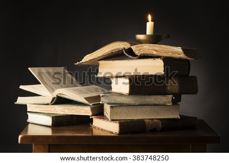Ancient books on the table