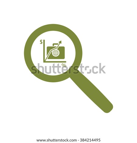  Business Magnifying Glass. Icon, vector illustration.Flat design style.