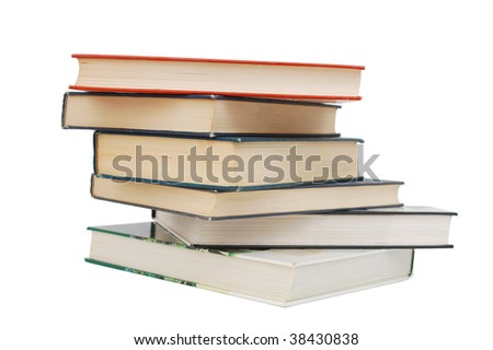 Textbooks on white background