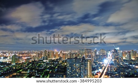 Night sky over the city