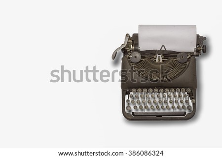 Vintage typewriter on white background