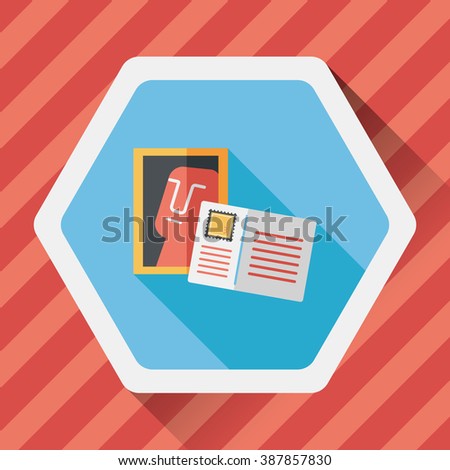 Postcard flat icon with long shadow
