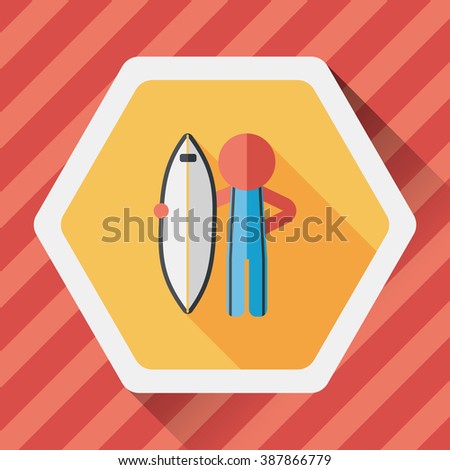 surfing flat icon with long shadow