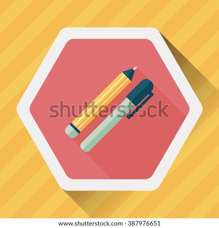 Pencil and pen flat icon with long shadow,eps10