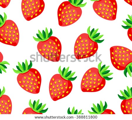 sweet strawberry on white background seamless vector pattern