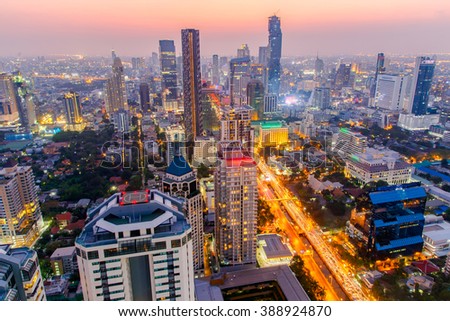 Bangkok city at colorful nightlife, This is a largest city in Southeast Asia and this is shopping center.