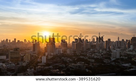 Bangkok cityscape sunset view, Thailand