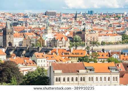 Aerial view of Prague cityscape, Czech Republic
