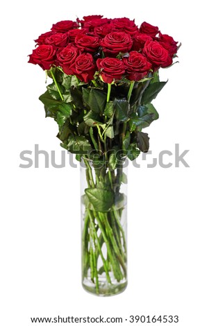Bouquet of burgundy tulips in vase isolated